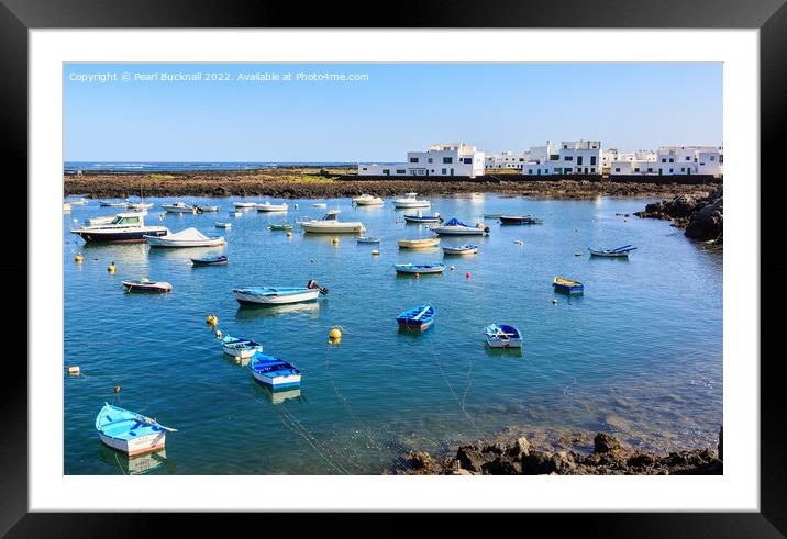 Orzola Harbour Lanzarote Coast Framed Mounted Print by Pearl Bucknall