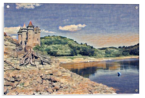 Enchanting Medieval Castle on a French Lake Acrylic by Roger Mechan