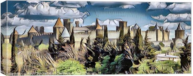 Medieval Fortress in Carcassonne, France Canvas Print by Roger Mechan