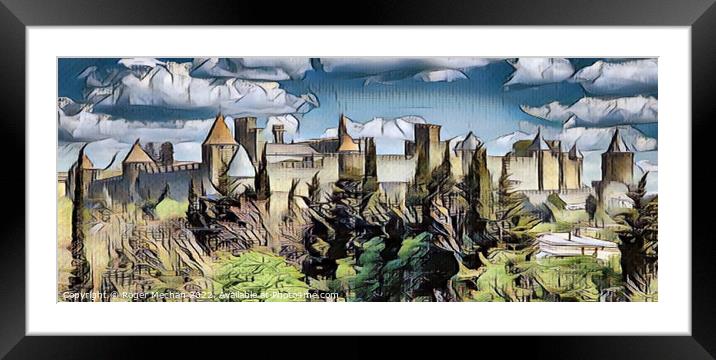 Medieval Fortress in Carcassonne, France Framed Mounted Print by Roger Mechan
