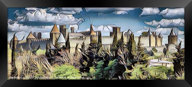 Medieval Fortress in Carcassonne, France Framed Print by Roger Mechan