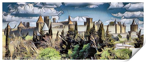 Medieval Fortress in Carcassonne, France Print by Roger Mechan