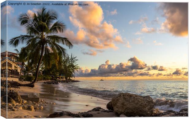 Caribbean Barbados Sunset Canvas Print by Jo Sowden
