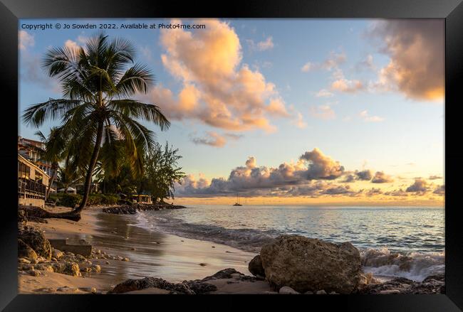 Caribbean Barbados Sunset Framed Print by Jo Sowden