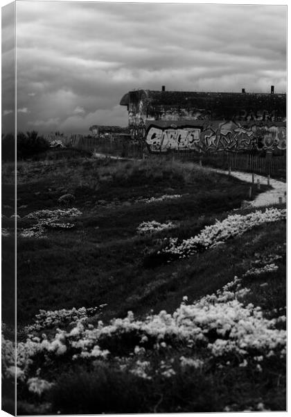 Batterie Herta in Bois-Plage-en-Ré in black and wh Canvas Print by youri Mahieu