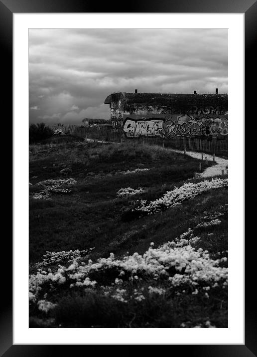 Batterie Herta in Bois-Plage-en-Ré in black and wh Framed Mounted Print by youri Mahieu