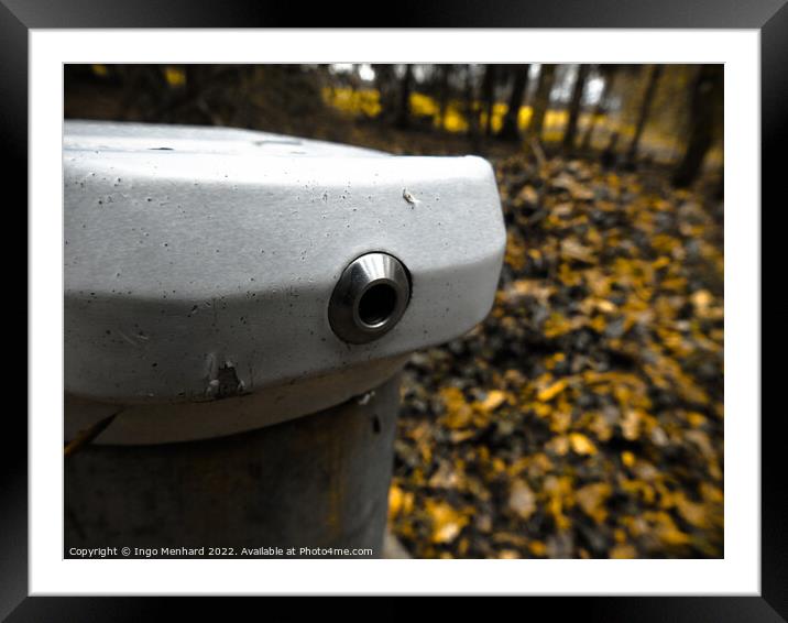 Modern fire hydrant in the middle of the forest Framed Mounted Print by Ingo Menhard