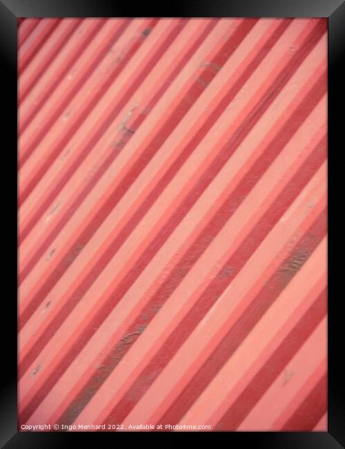 Seamless texture of coral stripes on the red roof Framed Print by Ingo Menhard