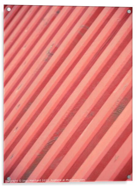 Seamless texture of coral stripes on the red roof Acrylic by Ingo Menhard