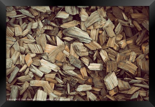 Closeup shot of different sized wood chips Framed Print by Ingo Menhard