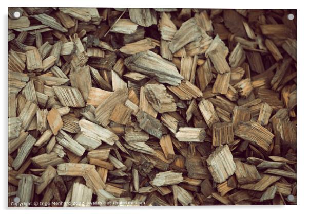 Closeup shot of different sized wood chips Acrylic by Ingo Menhard