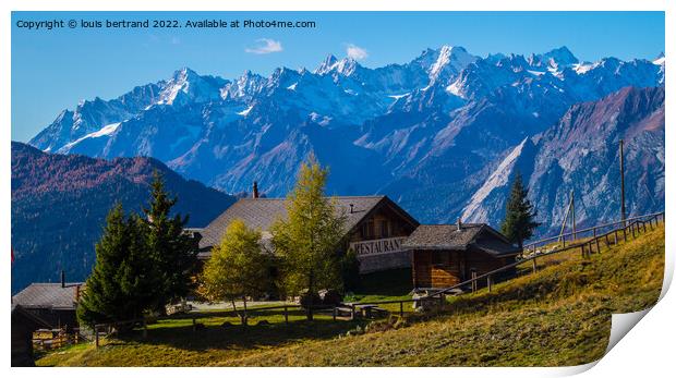 paysage des alpes suisse en automne Print by louis bertrand