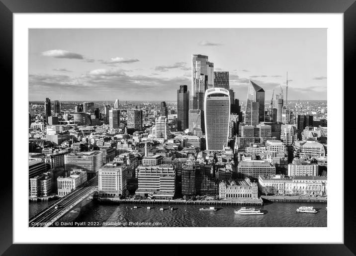 City Of London Monochrome  Framed Mounted Print by David Pyatt