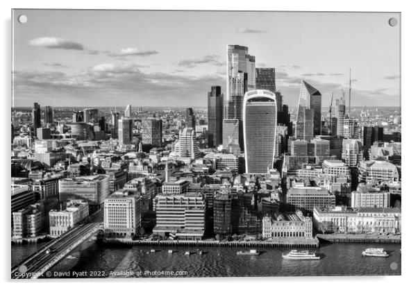 City Of London Monochrome  Acrylic by David Pyatt