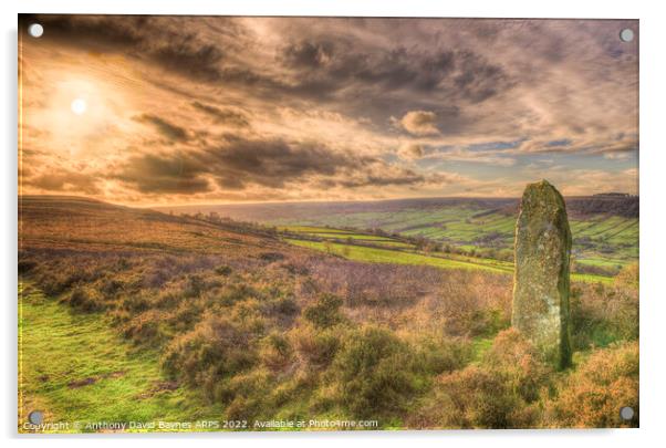 Standing Stone between, Glaisdale and Fryup Dale, North York Moors National Park.. Acrylic by Anthony David Baynes ARPS