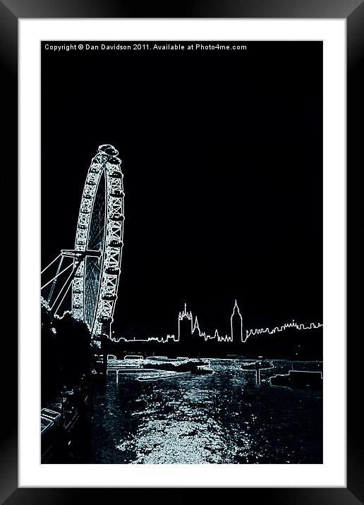 London Eye Parliament Neon Framed Mounted Print by Dan Davidson