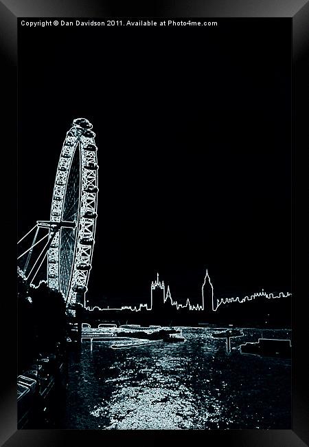 London Eye Parliament Neon Framed Print by Dan Davidson