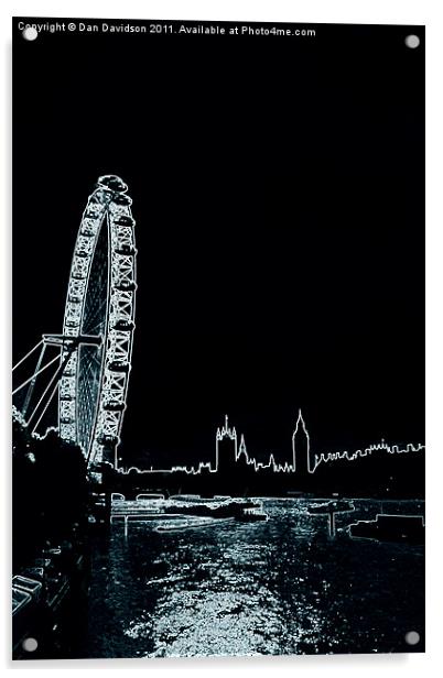 London Eye Parliament Neon Acrylic by Dan Davidson