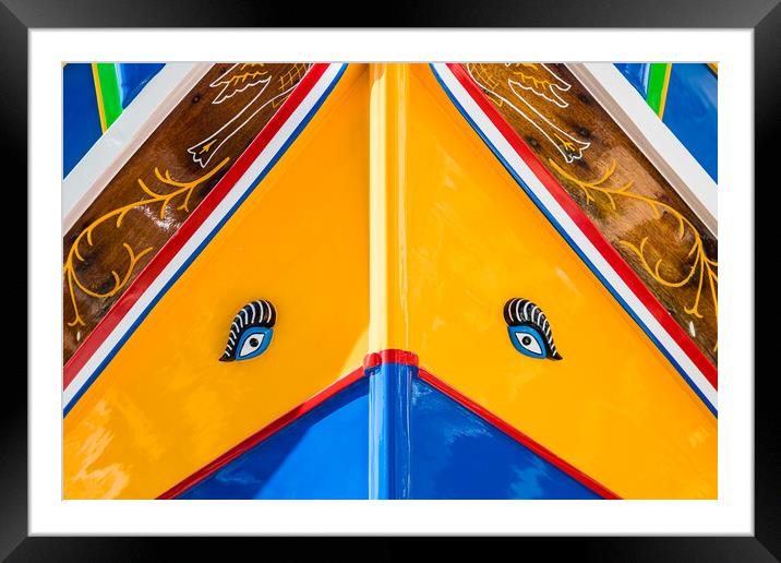 Luzzu boat in Bugibba Framed Mounted Print by Jason Wells