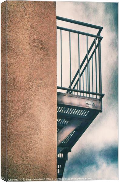 Vertical low angle of a classic postmodern balcony Canvas Print by Ingo Menhard