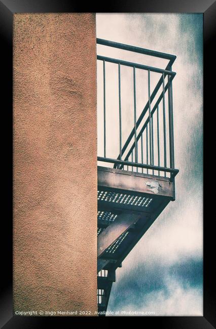 Vertical low angle of a classic postmodern balcony Framed Print by Ingo Menhard