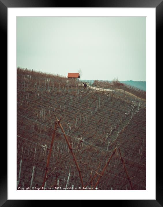 Vertical shot of a small building in the agricultural lands Framed Mounted Print by Ingo Menhard
