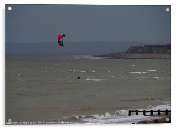 Kite surfing near Galley Hill. Acrylic by Mark Ward