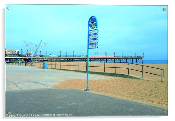 Skegness signs and pier. Acrylic by john hill
