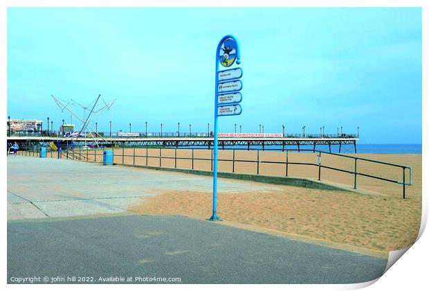 Skegness signs and pier. Print by john hill