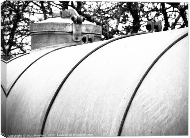 Grayscale shot of a watering tank in a park Canvas Print by Ingo Menhard