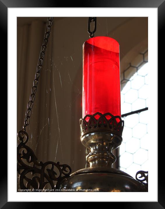 The red church candle with spider webs Framed Mounted Print by Ingo Menhard