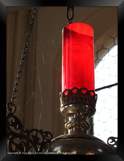 The red church candle with spider webs Framed Print by Ingo Menhard