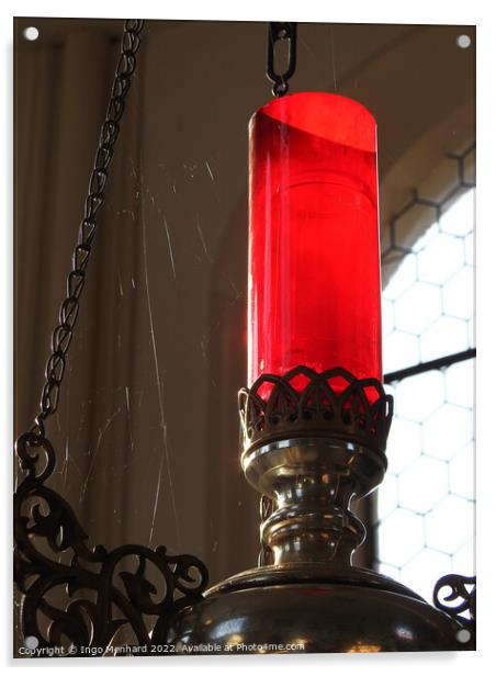 The red church candle with spider webs Acrylic by Ingo Menhard