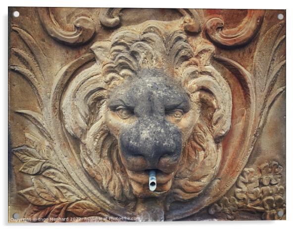 Lion head fountain sculpture Acrylic by Ingo Menhard