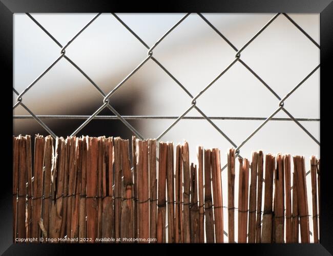 Metallic fence outside - good for wallpapers Framed Print by Ingo Menhard