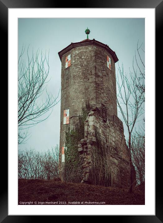 Vertical shot of the old historical medieval tower Framed Mounted Print by Ingo Menhard