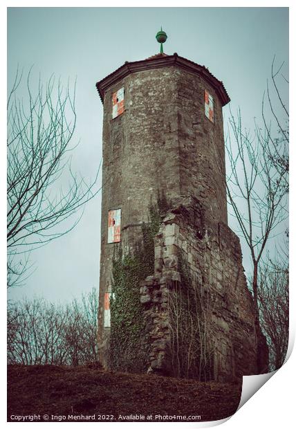 Vertical shot of the old historical medieval tower Print by Ingo Menhard