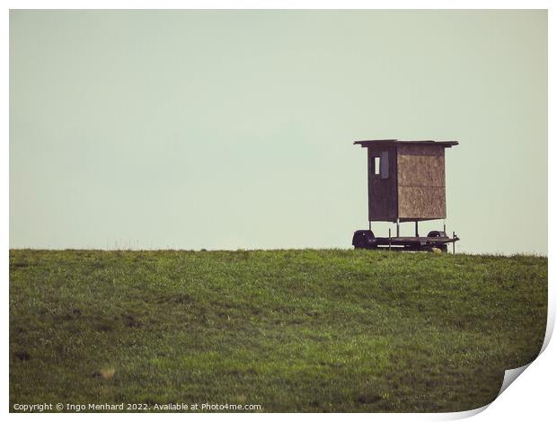 Brown hunter seat on the field Print by Ingo Menhard