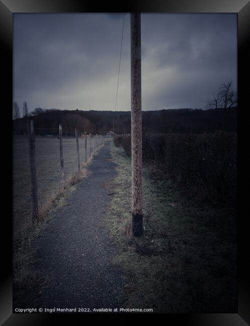 Dark pedestrian way Framed Print by Ingo Menhard