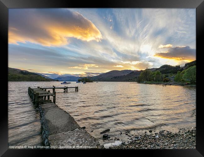 Loch Earn Sunset  Framed Print by Reg K Atkinson