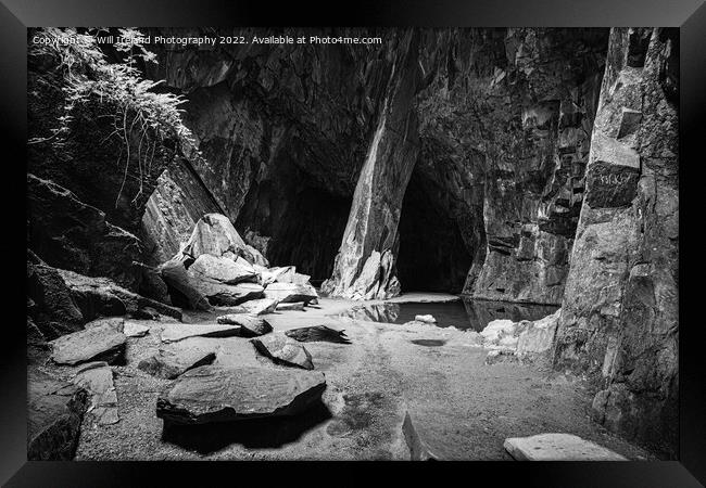 Lake District - Cathedral Cave  - Little Langdale Mono Framed Print by Will Ireland Photography