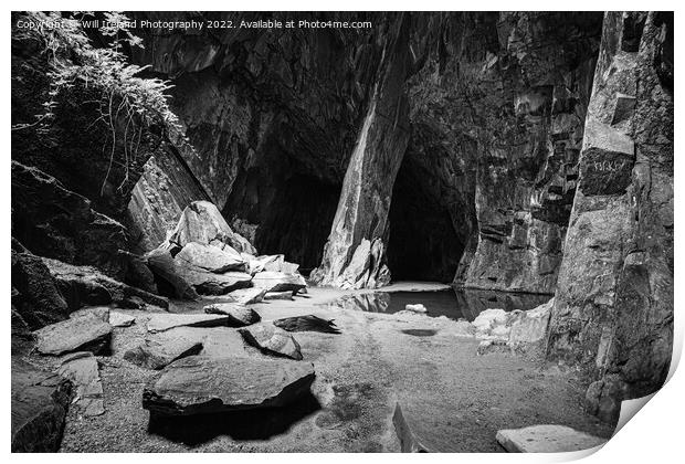 Lake District - Cathedral Cave  - Little Langdale Mono Print by Will Ireland Photography