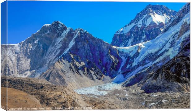 Towering Mount Everest Amidst Khumbu Glacier Canvas Print by Margaret Ryan