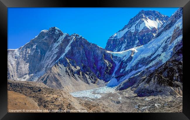 Towering Mount Everest Amidst Khumbu Glacier Framed Print by Margaret Ryan