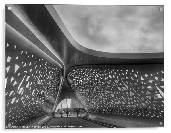 Swansea Copr Bay Bridge in mono Acrylic by HELEN PARKER