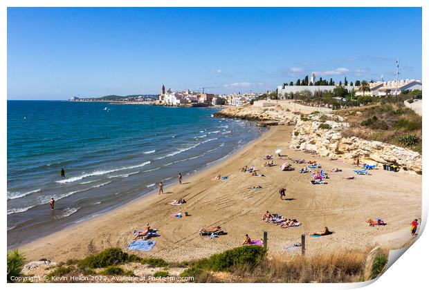 Platja dels Balmins, Sitges,  Print by Kevin Hellon