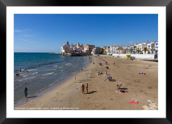 Platja de Sant Sebastià, Sitges,  Framed Mounted Print by Kevin Hellon