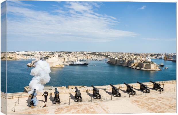 Presidential Salute Battery on the Valletta waterfront Canvas Print by Jason Wells