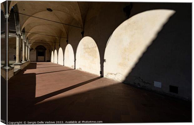 Large cloister in the Santa Croce church in Florence, Italy Canvas Print by Sergio Delle Vedove