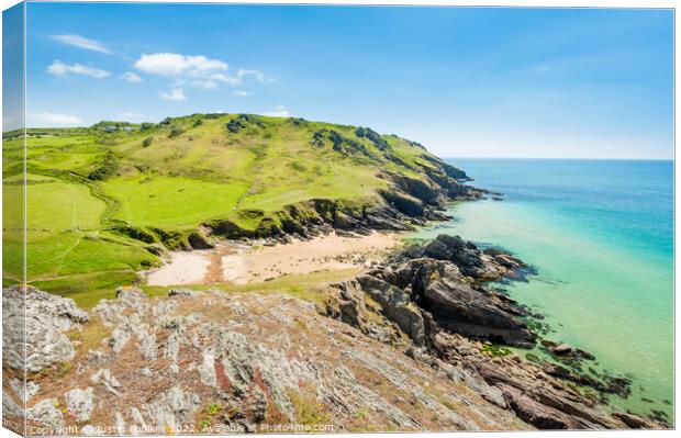 Soar Mill Cove, South Devon Canvas Print by Justin Foulkes